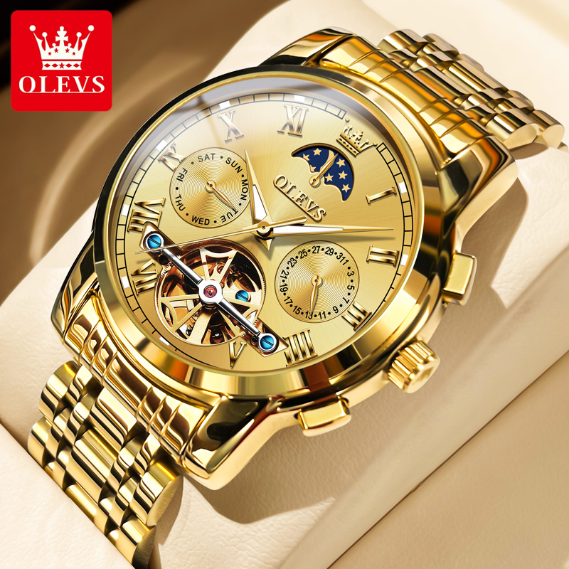 Leather Classic Strap - Olevs 6617 relógio mecânico clássico masculino