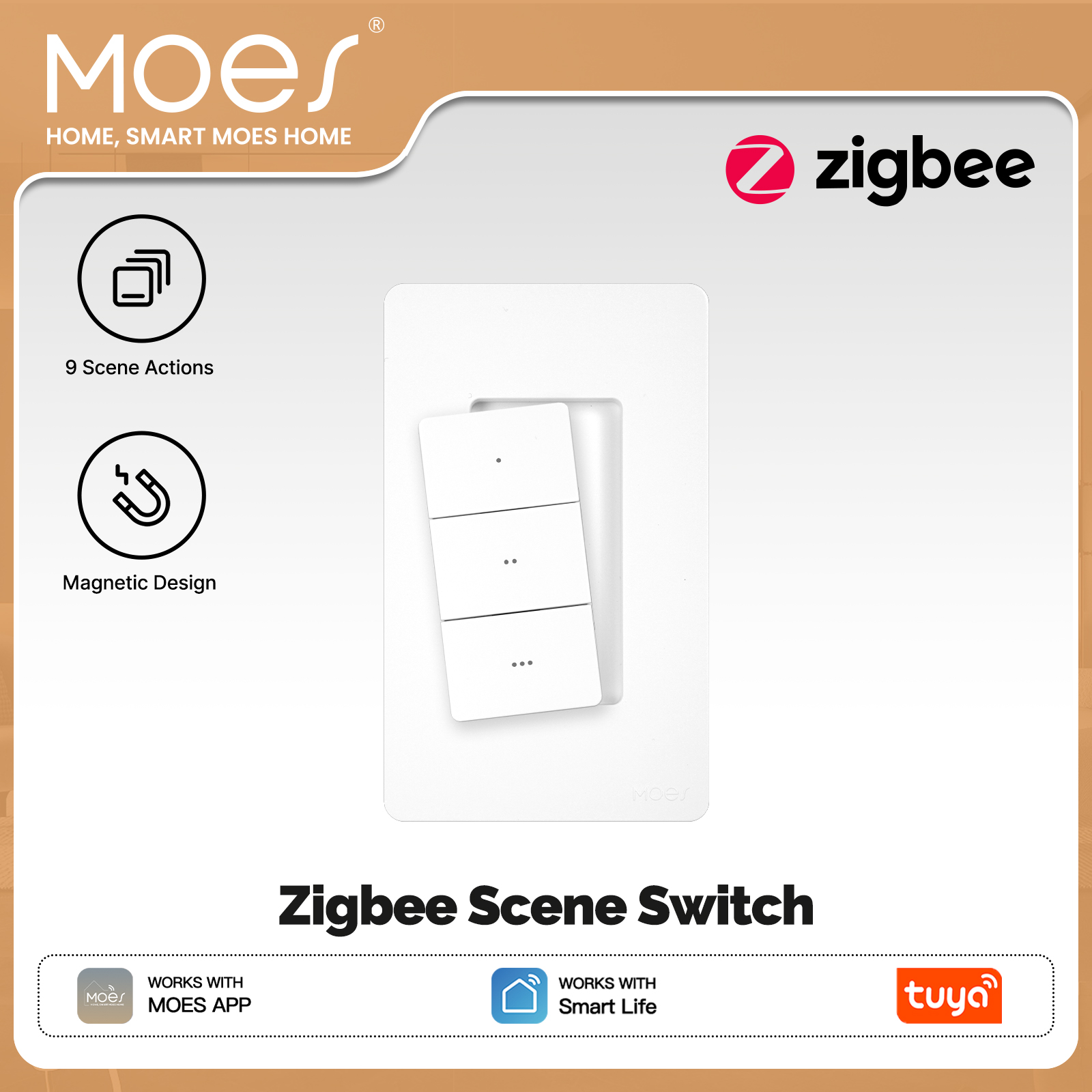 Smart Accessories - MOES Tuya Zigbee Interruptor de Cena