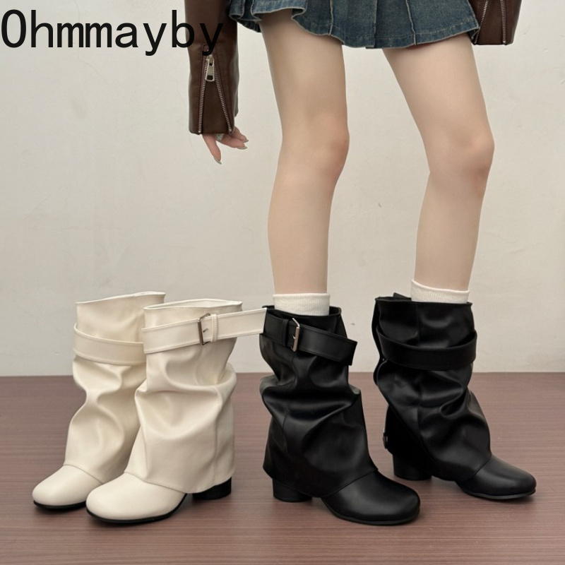 Leather Classic Strap - Novas Botas Femininas de Couro PU