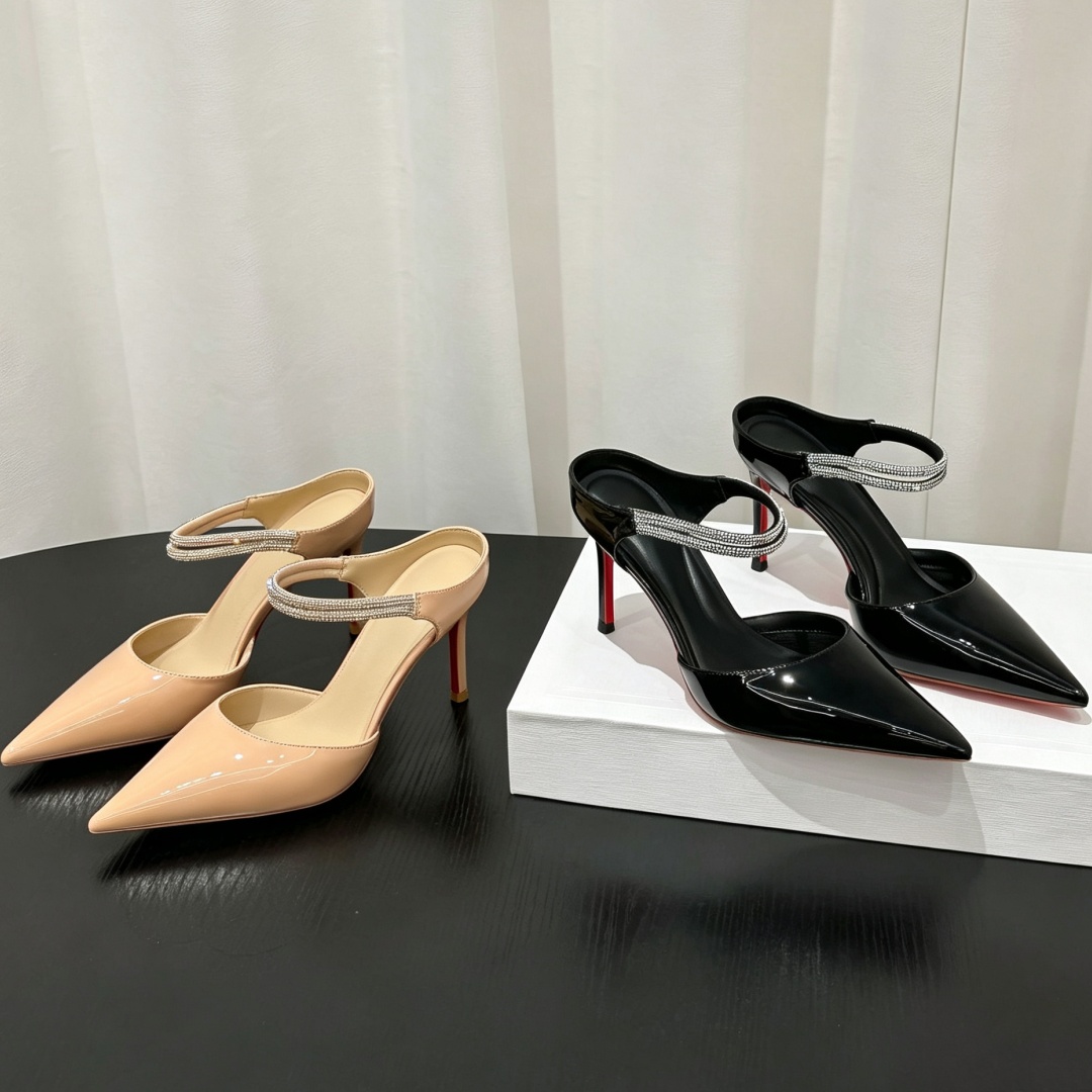 Leather Classic Strap - Sapatos de Salto Alto para Mulheres